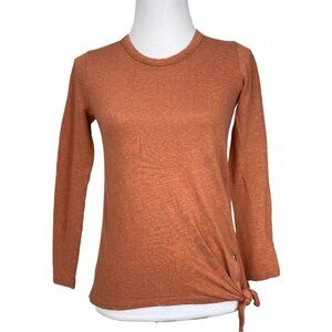 Madewell Women’s Orange Soundcheck Side Tie Long Sleeve Casual Tee Small/C32
